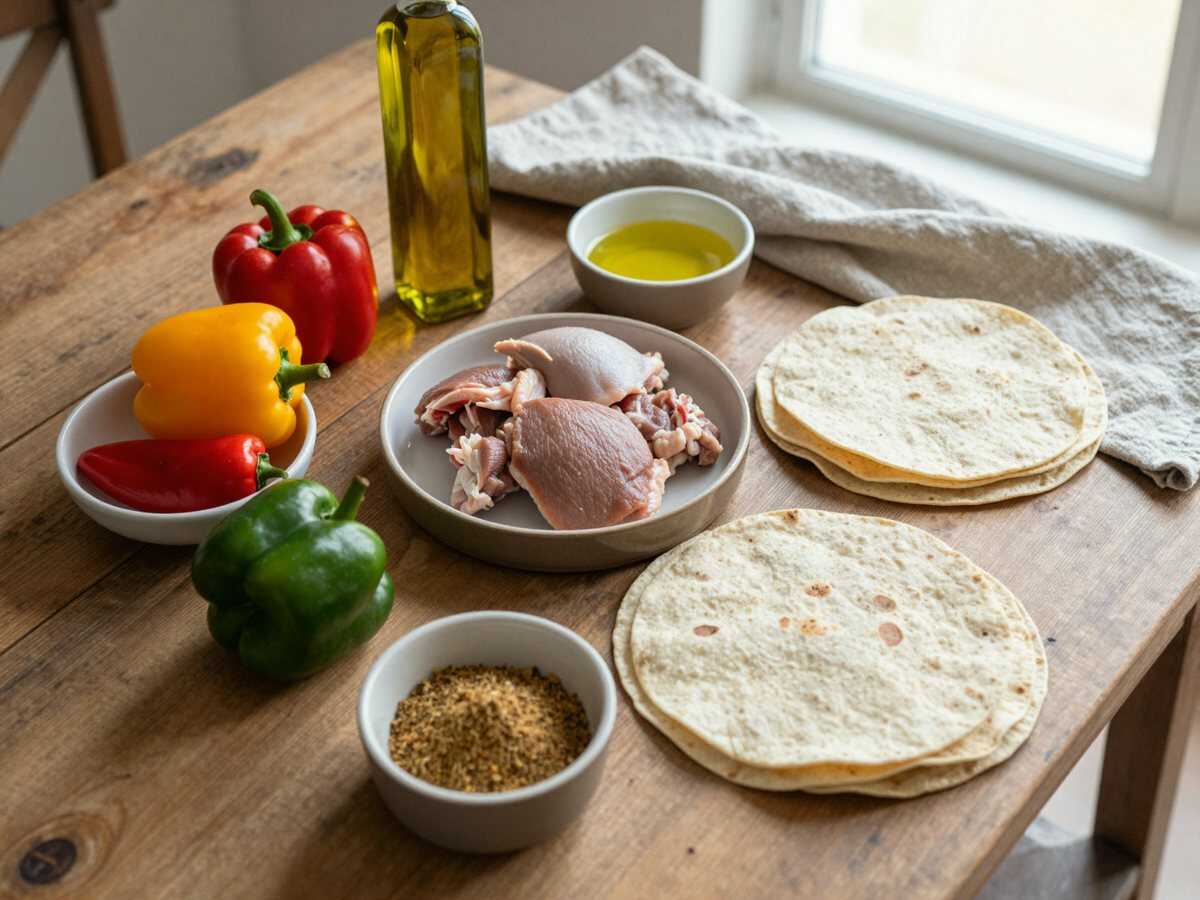 Gli ingredienti per Fajitas di Pollo con Peperoni Colorati