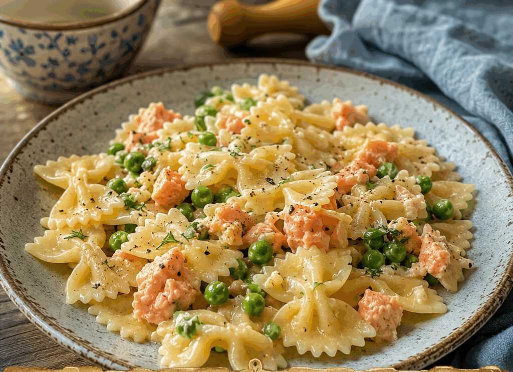Farfalle al Salmone e Piselli Light