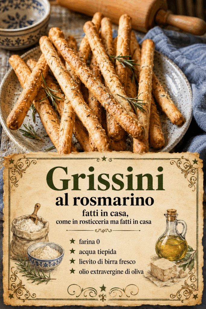 Grissini al rosmarino fatti in casa, come in rosticceria ma fatti in casa