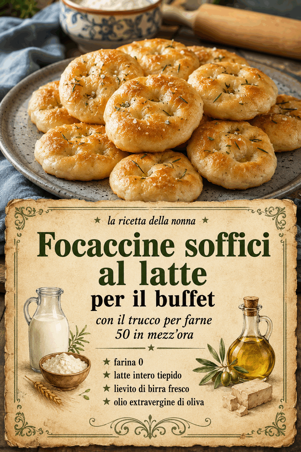 Focaccine soffici al latte per il buffet con il trucco per farne 50 in mezz’ora