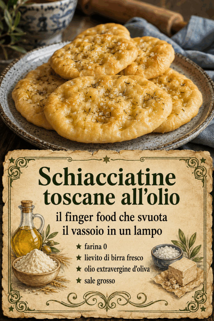 Schiacciatine toscane all’olio, il finger food che svuota il vassoio in un lampo