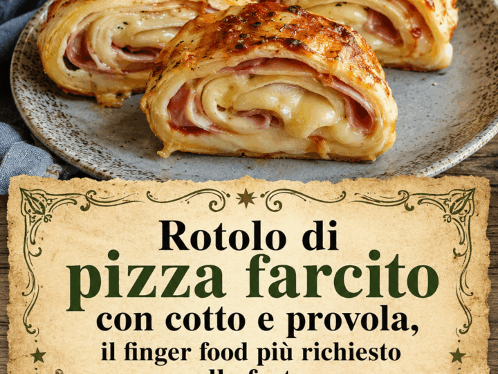 Rotolo di pizza farcito con cotto e provola, il finger food più richiesto alle feste