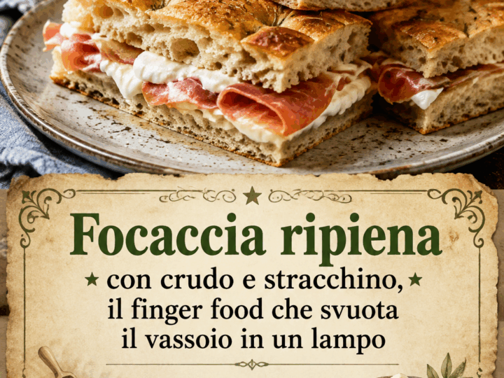 Focaccia ripiena con crudo e stracchino, il finger food che svuota il vassoio in un lampo