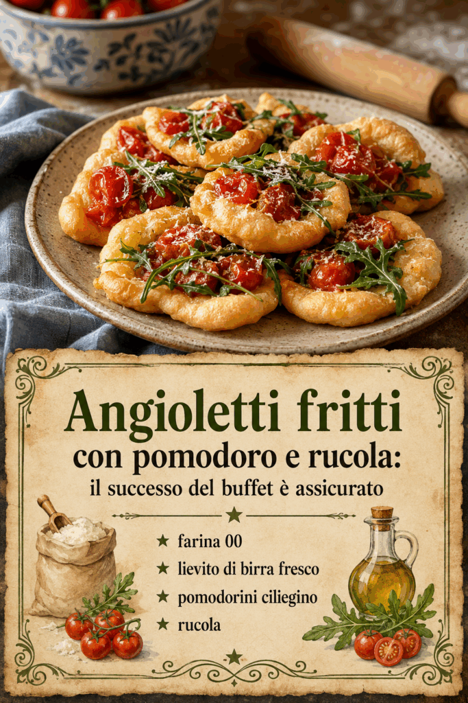 Angioletti fritti con pomodoro e rucola: il successo del buffet è assicurato