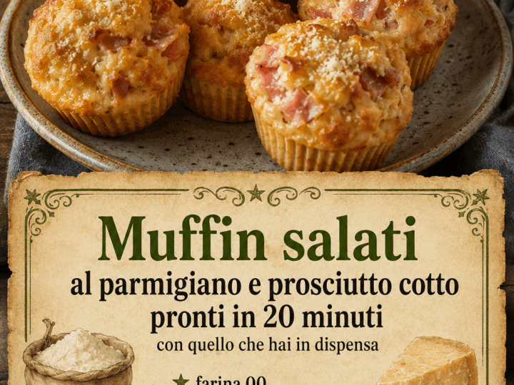 Muffin salati al parmigiano e prosciutto cotto pronti in 20 minuti con quello che hai in dispensa