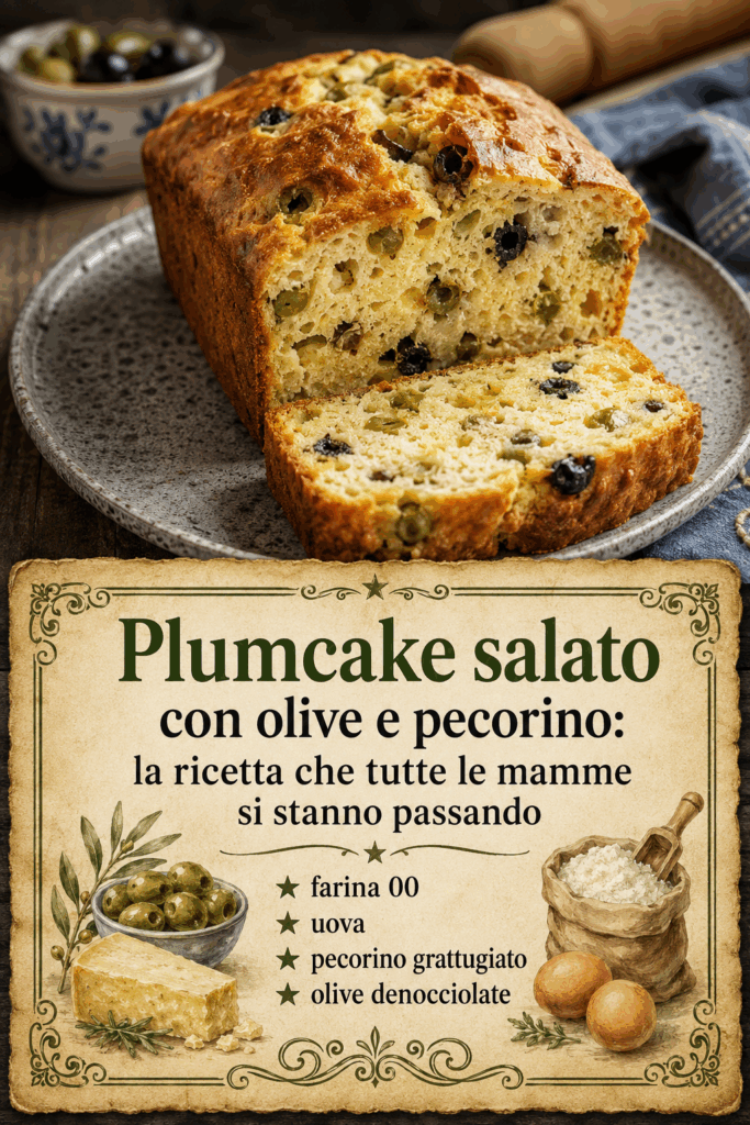 Plumcake salato con olive e pecorino: la ricetta che tutte le mamme si stanno passando