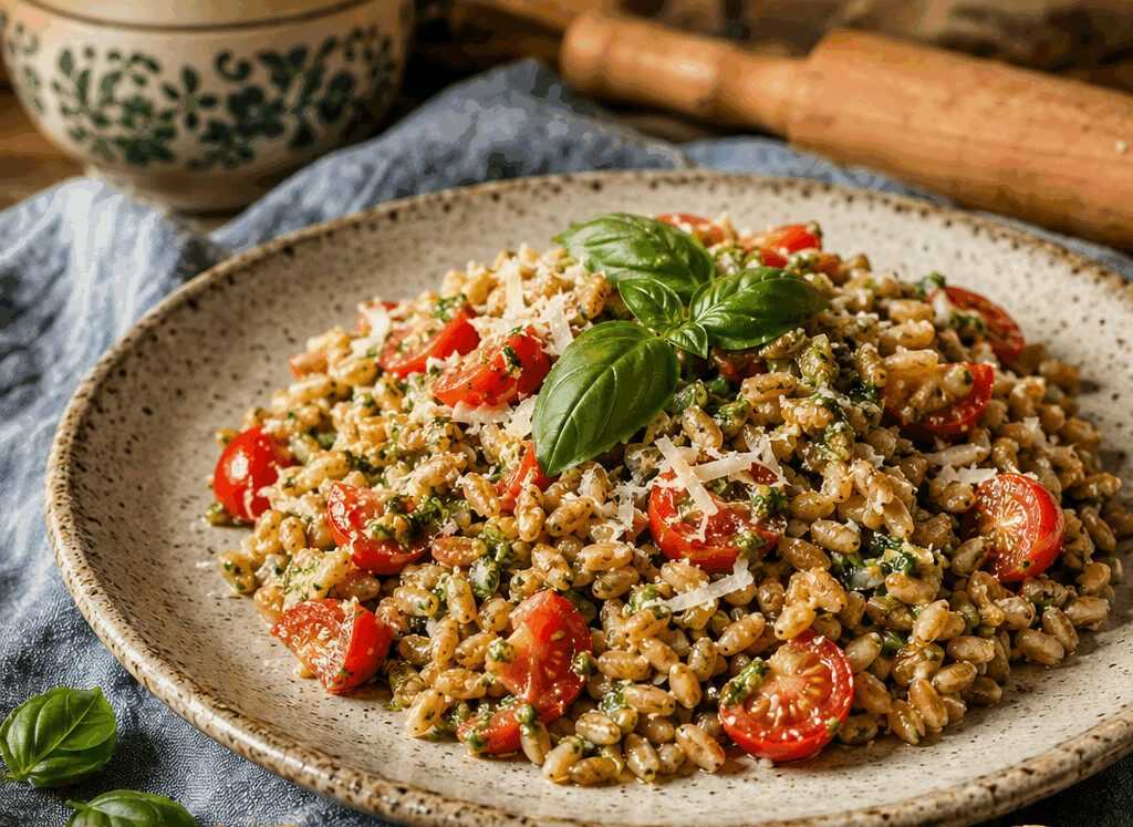 Farro con Pesto Leggero e Pomodorini