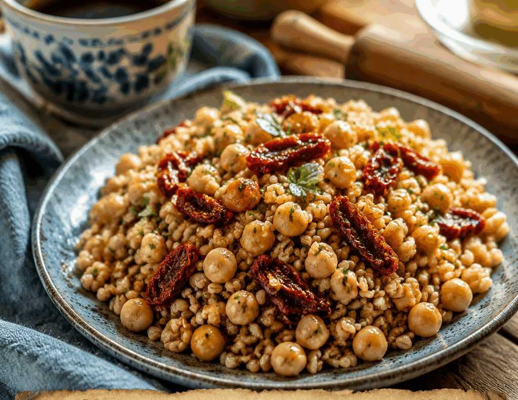 Farro Freddo con Ceci e Pomodori Secchi