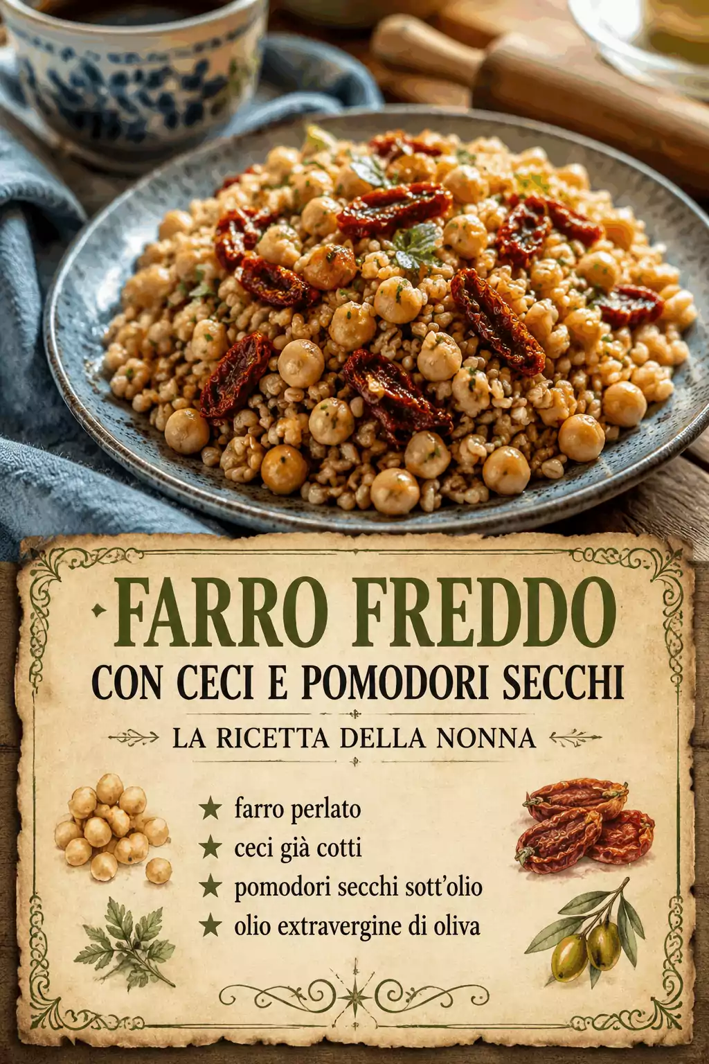 Farro Freddo con Ceci e Pomodori Secchi