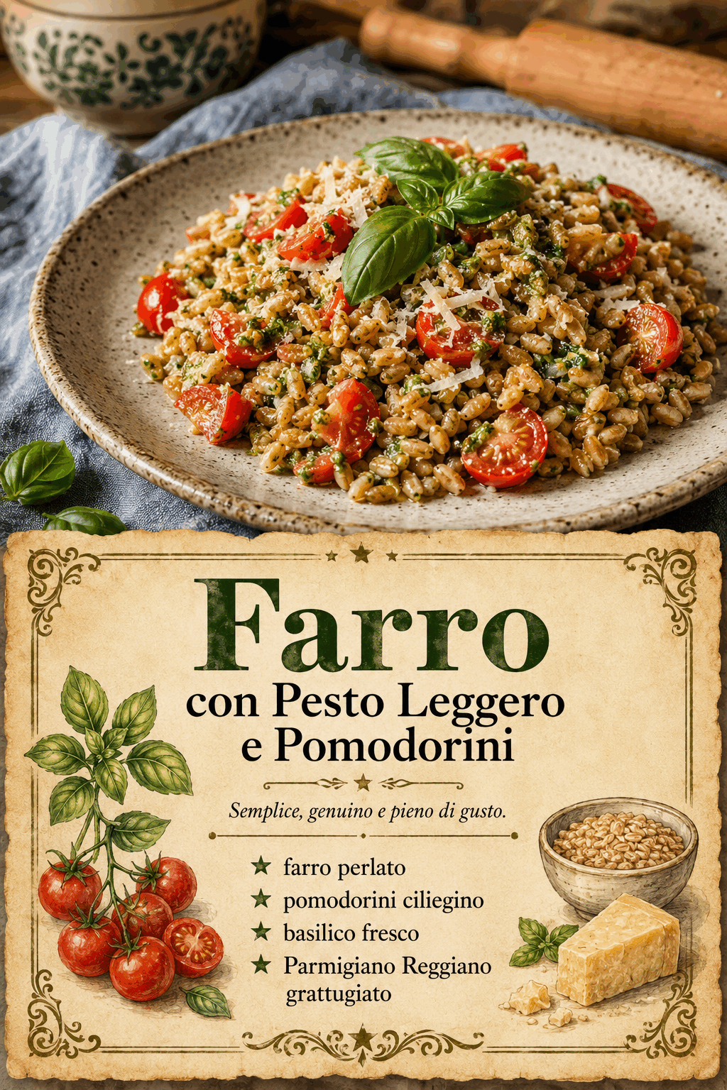 Farro con Pesto Leggero e Pomodorini