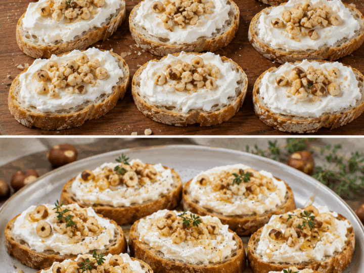 Crostini Freddi con Robiola di Roccaverano e Nocciole – Piemonte