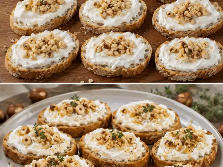 Crostini Freddi con Robiola di Roccaverano e Nocciole – Piemonte
