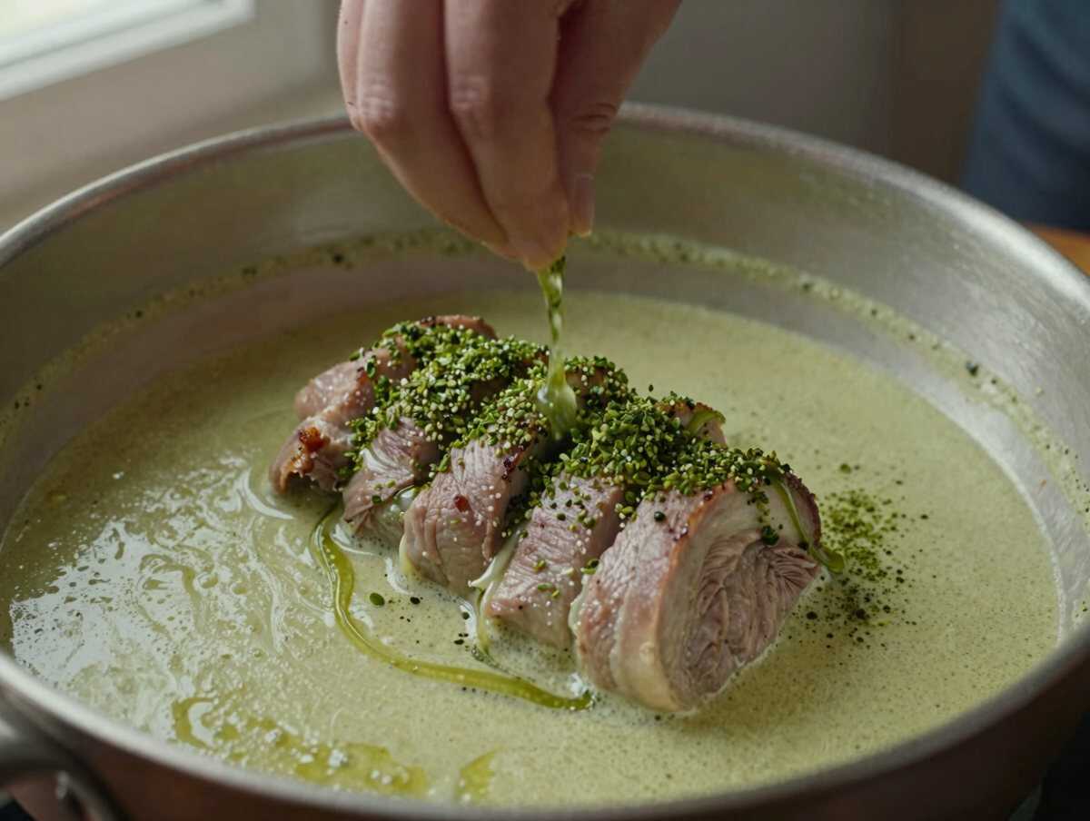 4. Preparare la salsa — Filetto di Maiale al Pepe Verde: la Ricetta Morbida e Cremosa Ideale per le Occasioni Speciali