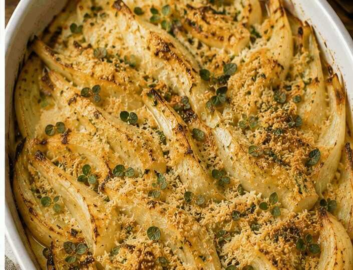 Finocchi gratinati con Parmigiano e maggiorana all’Emilia-Romagna