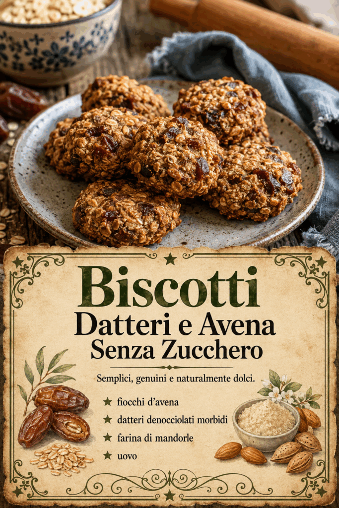 Biscotti Datteri e Avena Senza Zucchero