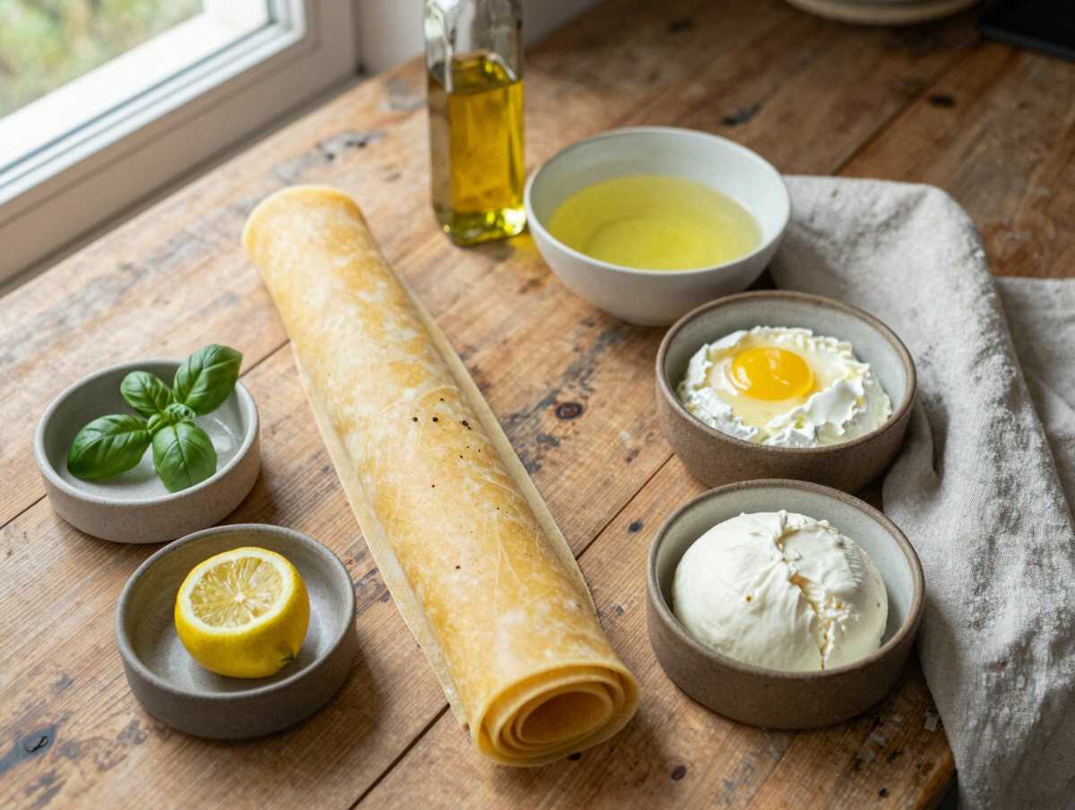 Gli ingredienti per Fiori di sfoglia con zucchine e ricotta, la ricetta che sta spopolando su Pinterest