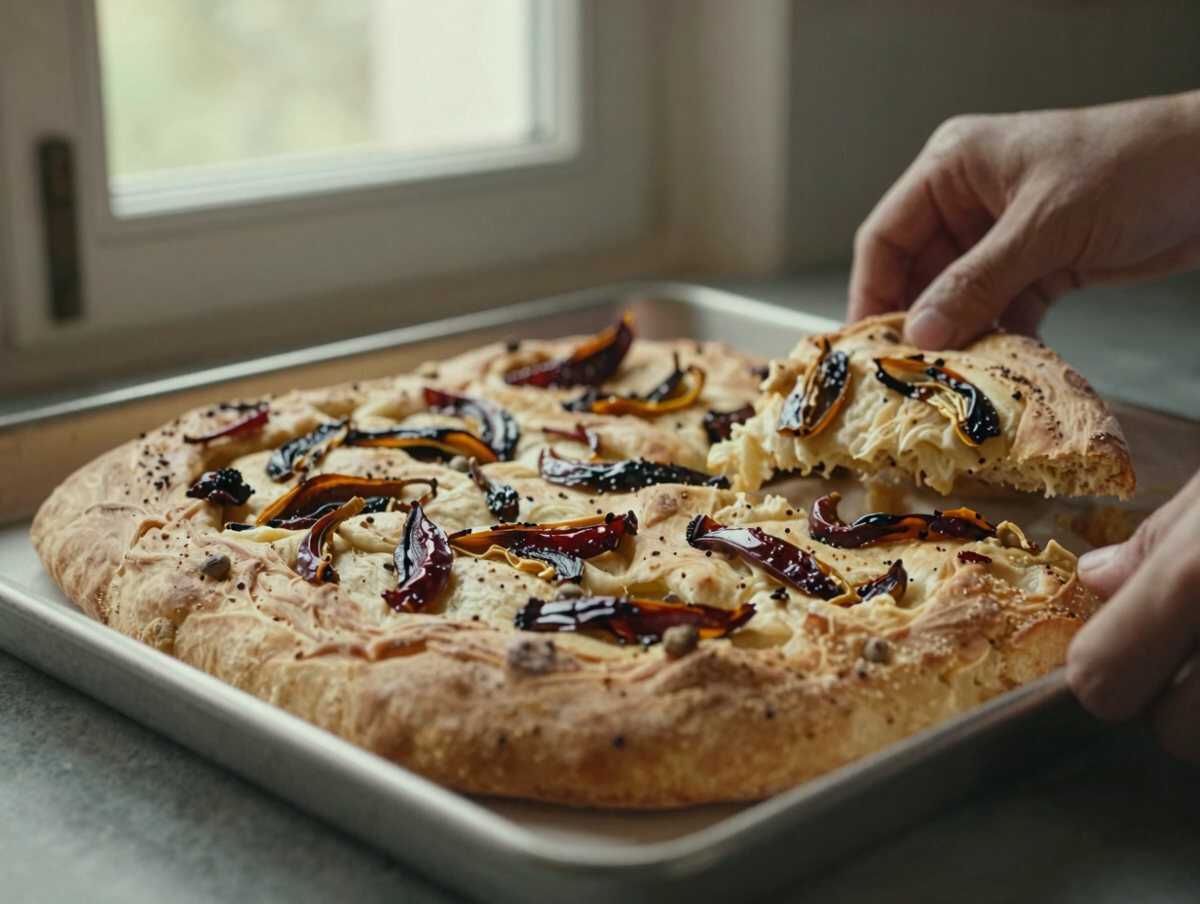 5. Seconda lievitazione — Focaccia alle Cipolle Dorate: la Ricetta Soffice e Profumata che Conquista al Primo Morso