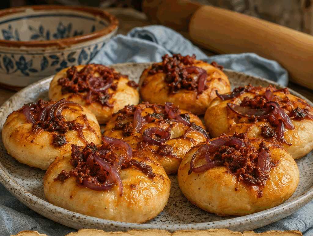Focaccia calabrese con ‘nduja e cipolla rossa in versione mini per la festa dei bambini