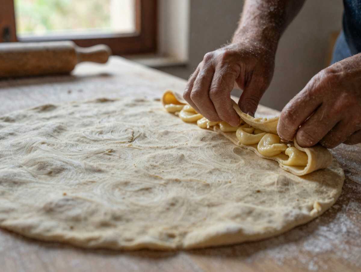 Chiudere la focaccia — Focaccia di Recco col formaggio: la tecnica della sfoglia tirata a mano come in rosticceria