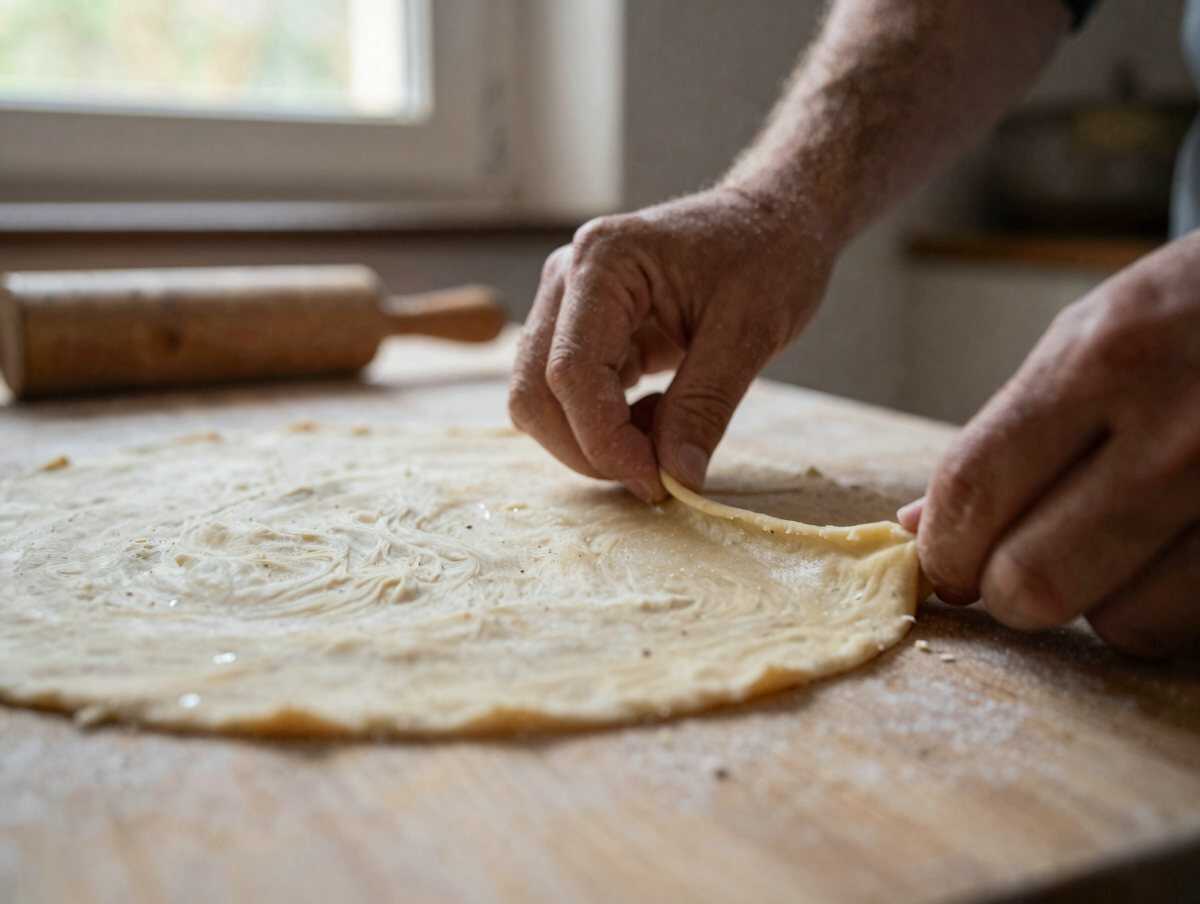 5. Coprire con la seconda sfoglia — Focaccia di Recco con Stracchino