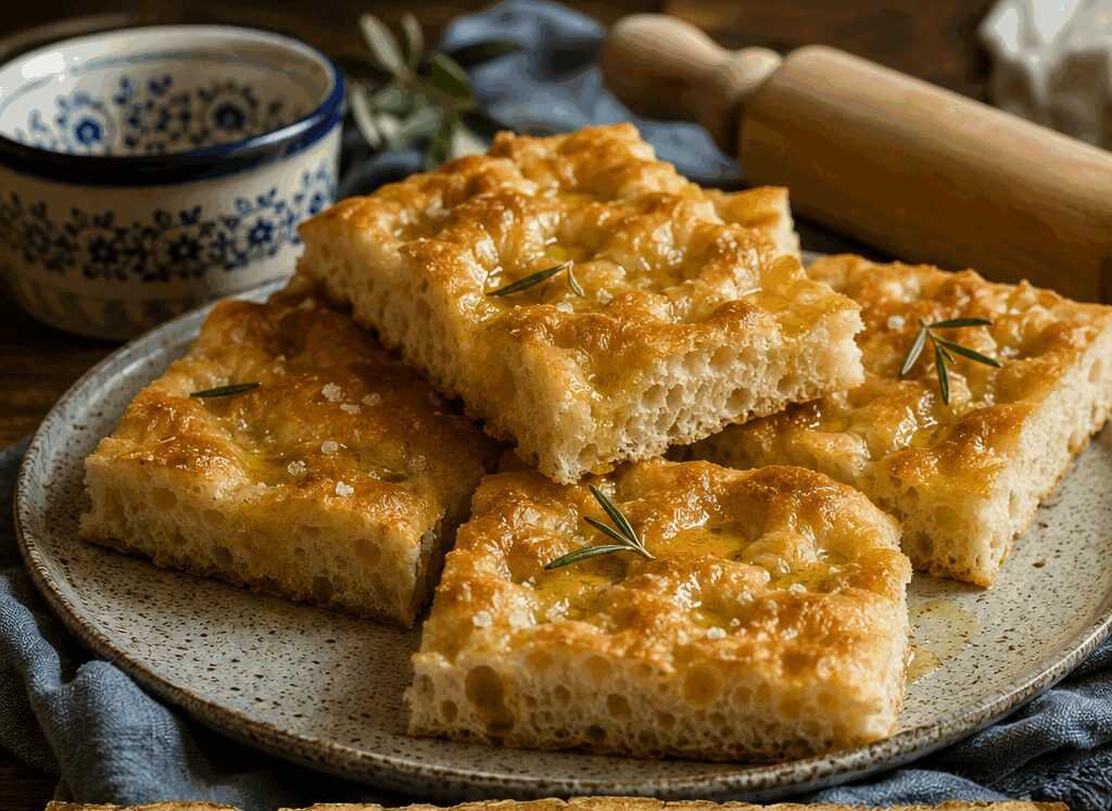 Focaccia genovese all’olio, il classico del buffet che funziona sempre