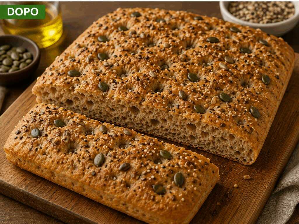 Focaccia Integrale ai Semi Misti: la Ricetta Rustica e Soffice Ideale per Ogni Occasione
