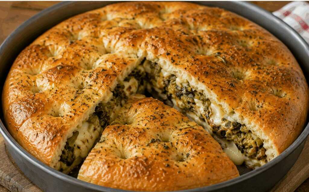 Focaccia Messinese con Scarola e Tuma – Ricetta Siciliana