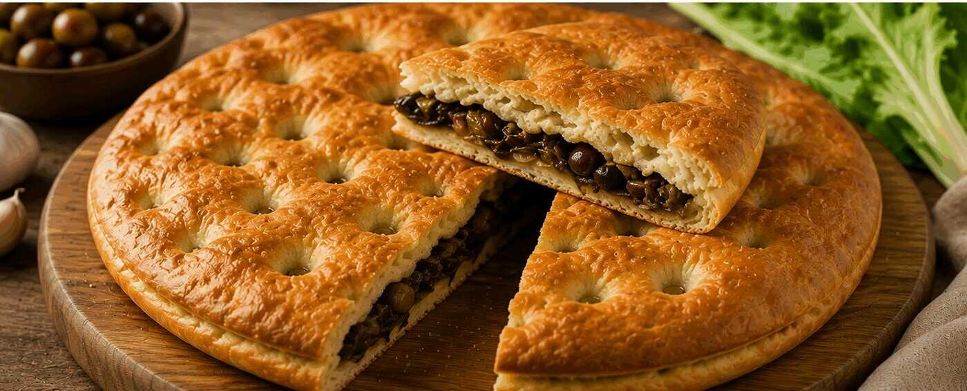 Focaccia Ripiena con Scarola e Olive: la Ricetta Tradizionale Soffice e Ricca di Gusto