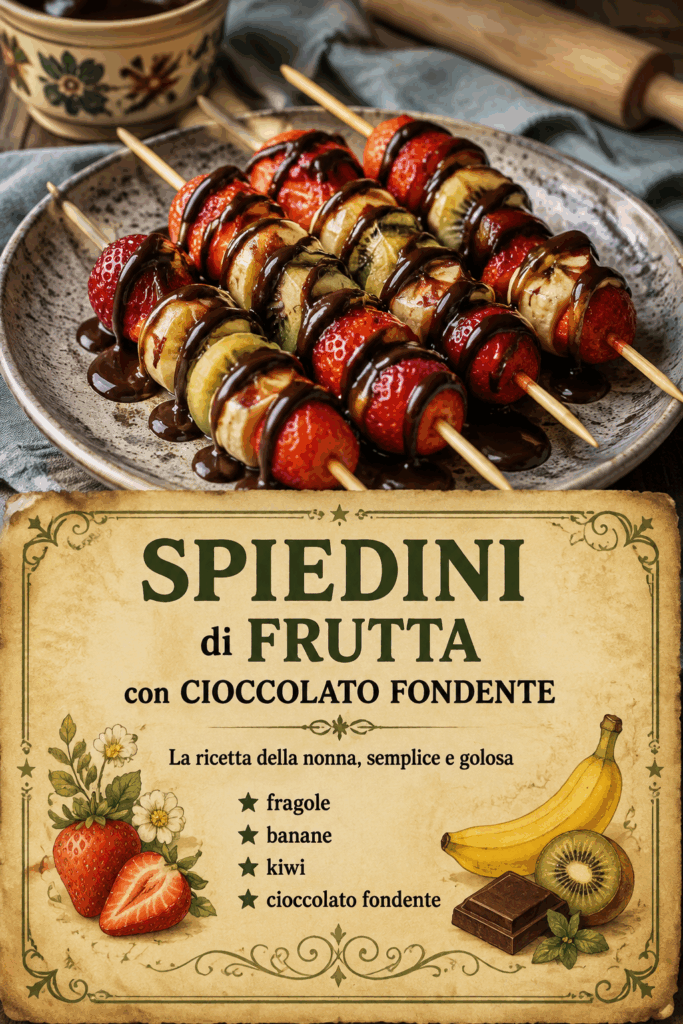 Spiedini di Frutta con Cioccolato Fondente