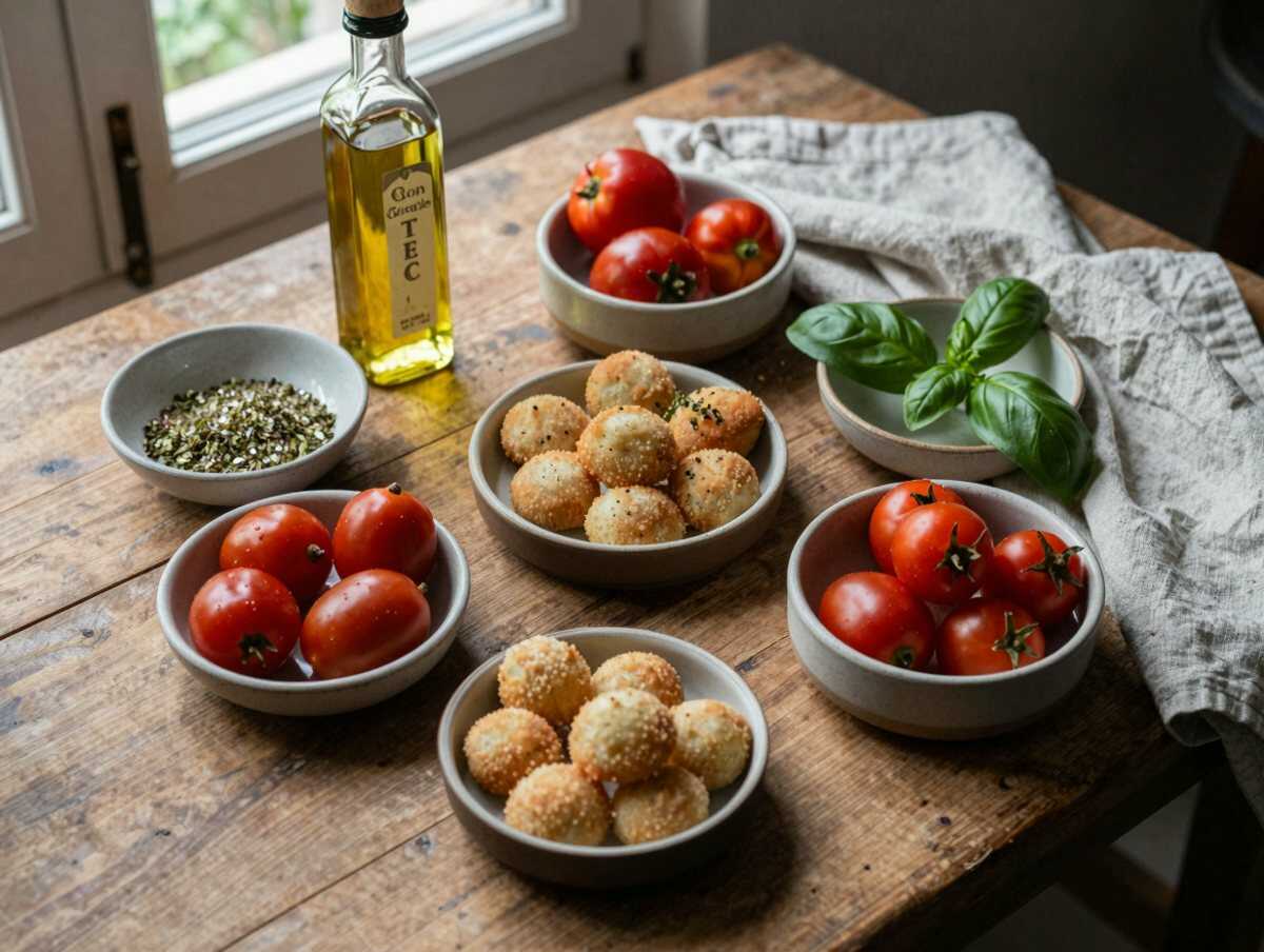Gli ingredienti per Freselle con pomodorini e origano, il finger food che svuota il vassoio in un lampo
