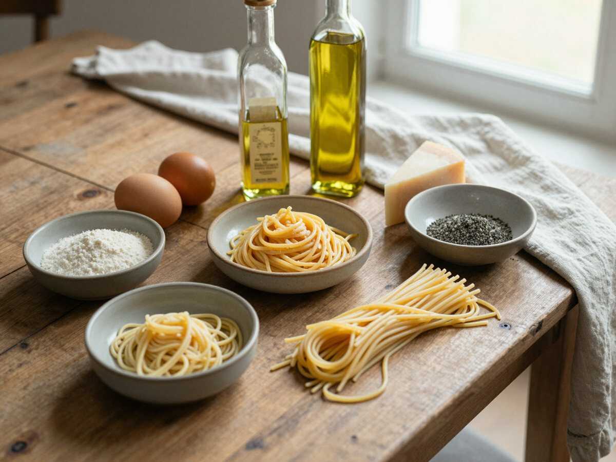 Gli ingredienti per Frittata di spaghetti avanzati a spicchi perfetta per la cena in piedi