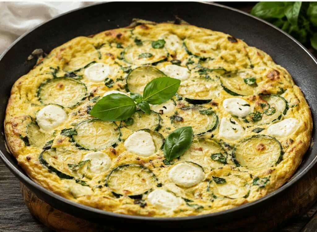 Frittata di zucchine, ricotta e basilico fresco