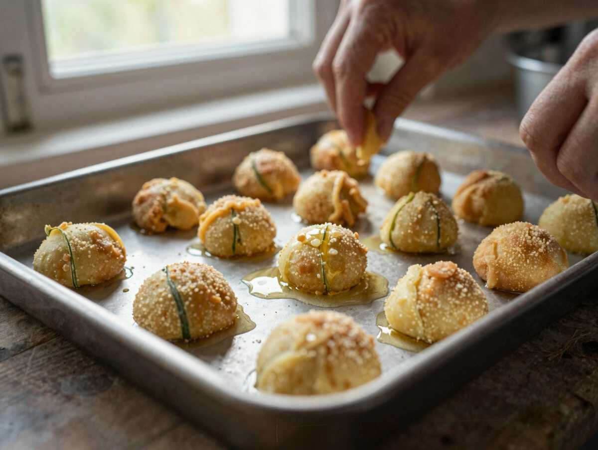 Cuocere le frittelle — Frittelle di zucchine e parmigiano in versione mini per i bambini, anche al forno