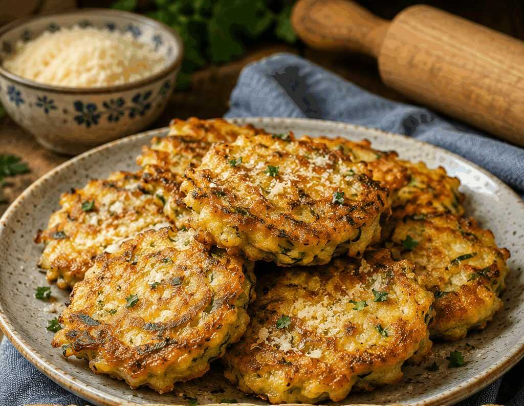 Frittelle di zucchine e parmigiano alla maniera di una volta: mollica, riposo dell’impasto e padella di ferro