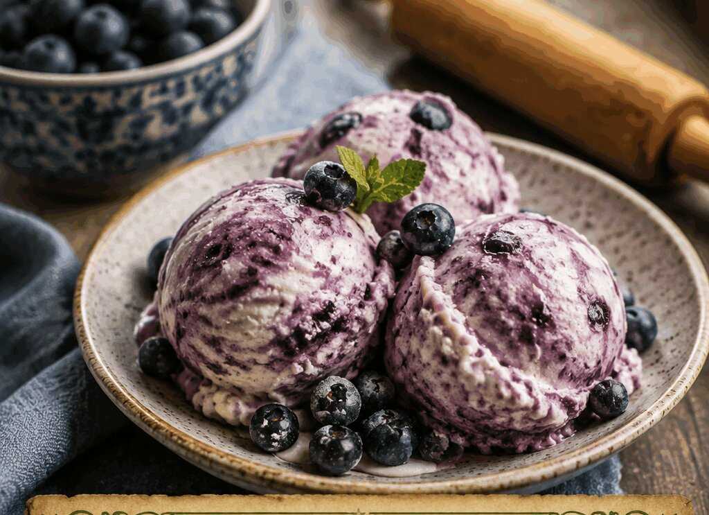 Frozen Yogurt ai Mirtilli Fatto in Casa
