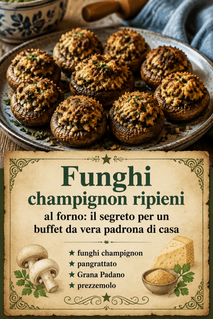 Funghi champignon ripieni al forno: il segreto per un buffet da vera padrona di casa