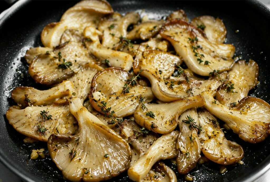 Funghi Pleurotus Saltati con Aglio e Timo