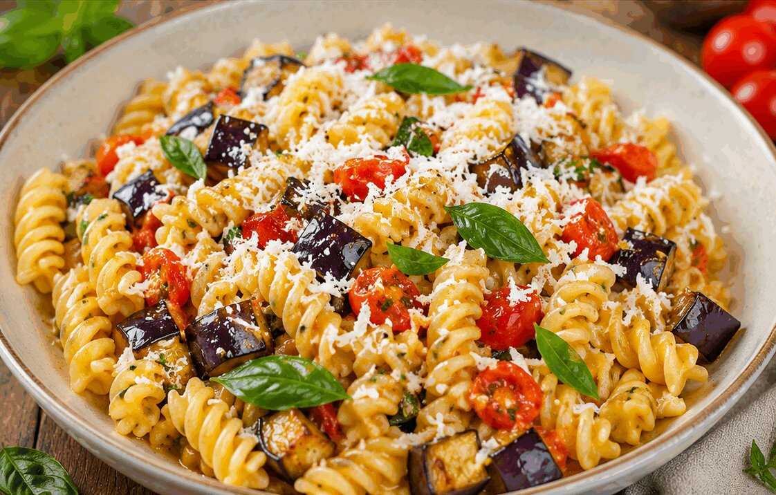 Fusilli con Melanzane e Ricotta Salata: la Ricetta Mediterranea Gustosa e Colorata Pronta in 30 Minuti