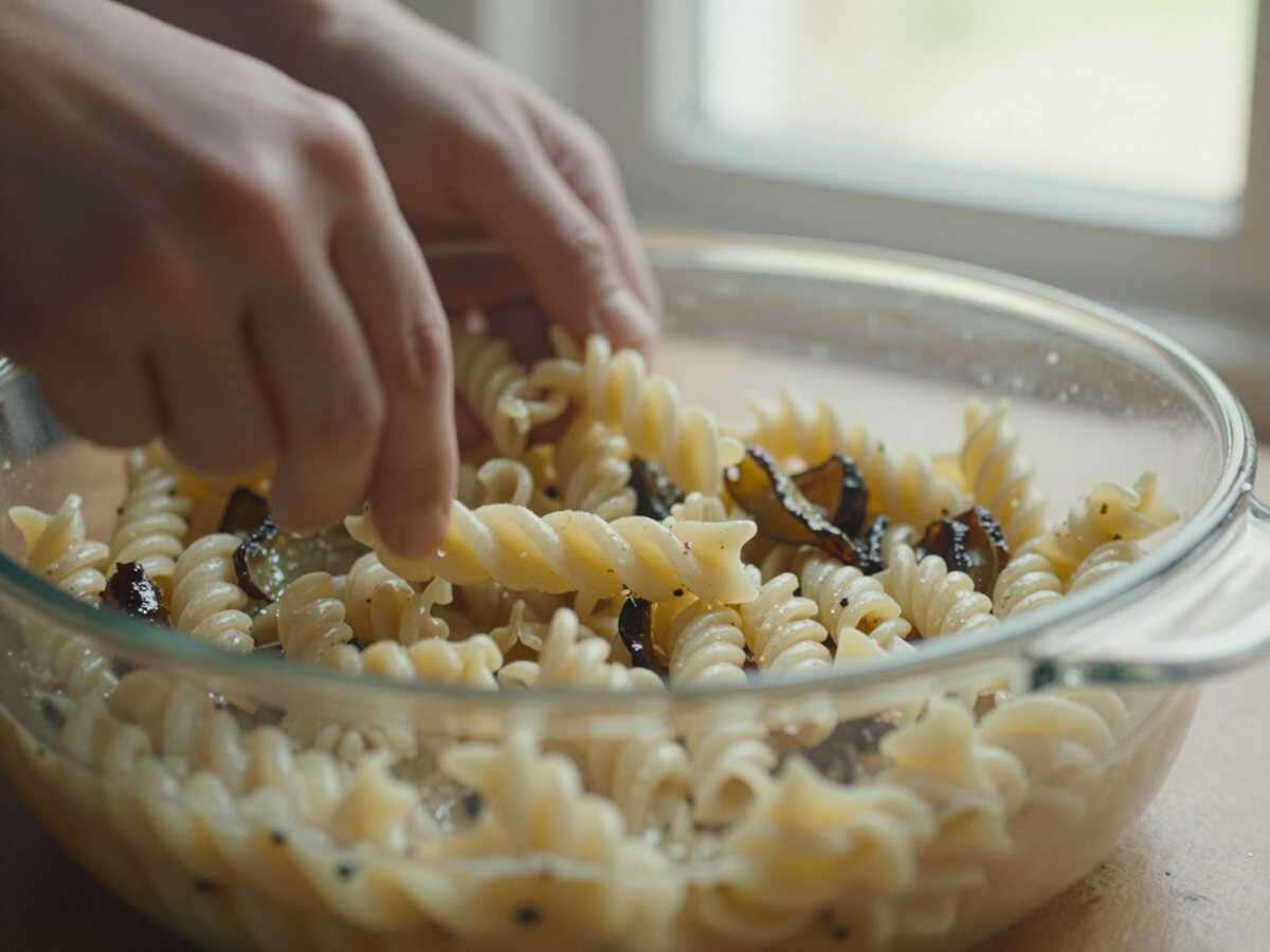 4. Cuocere la pasta — Fusilli con Melanzane e Ricotta Salata: la Ricetta Mediterranea Gustosa e Colorata Pronta in 30 Minuti