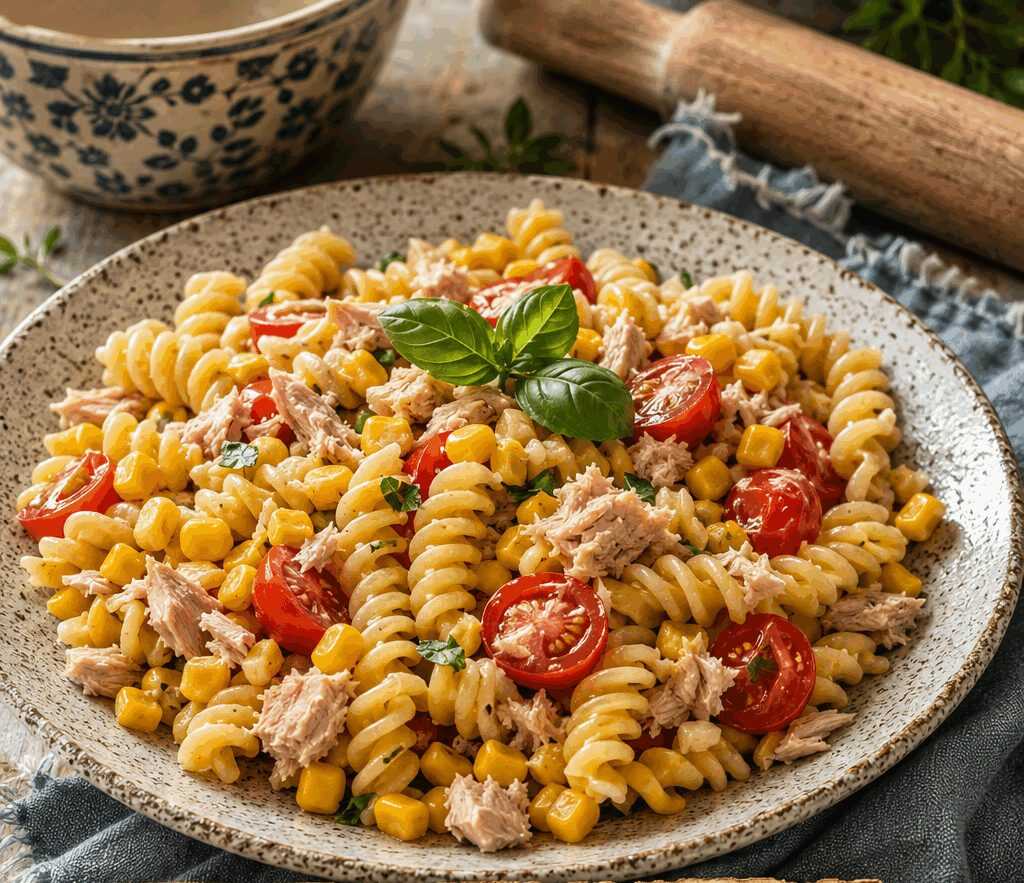Fusilli Freddi con Mais Tonno e Pomodorini