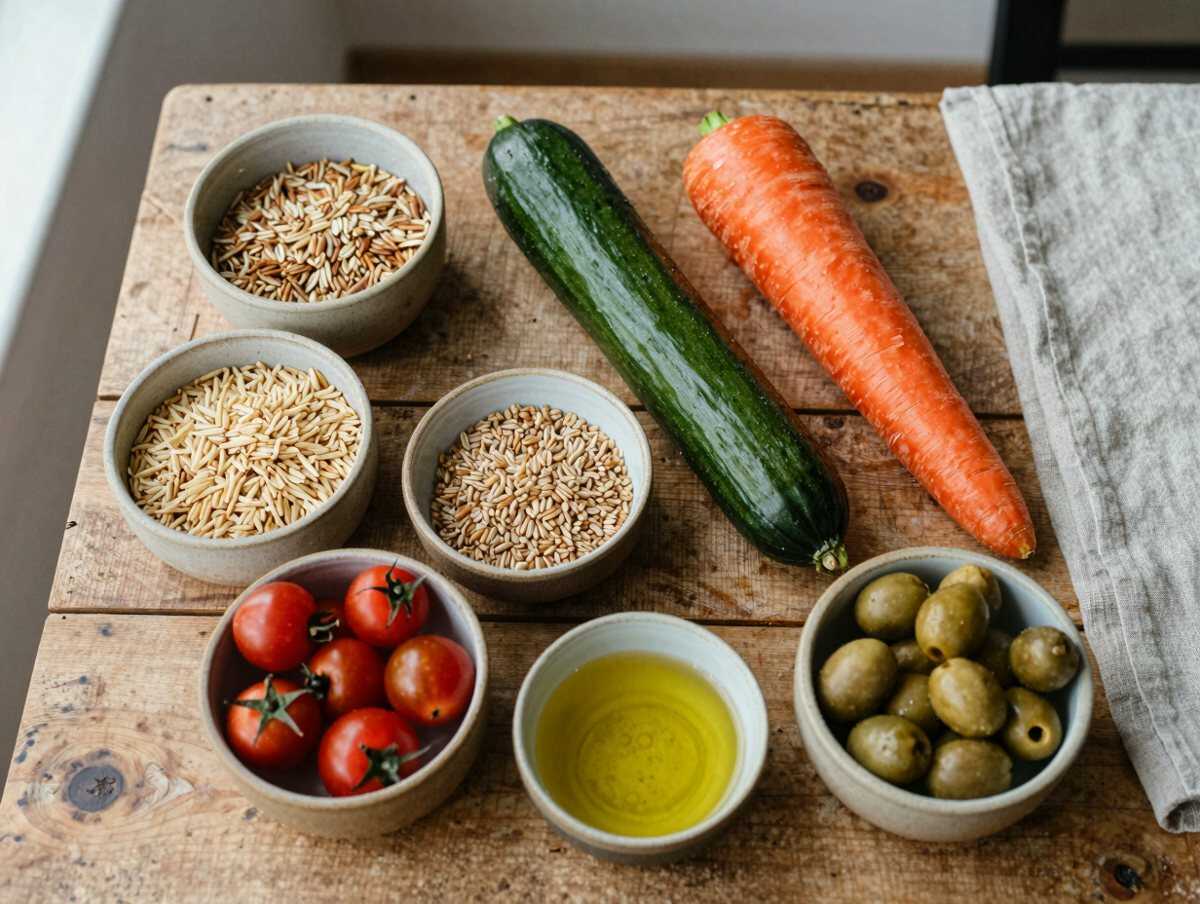 Gli ingredienti per Insalata di Cereali con Verdure Croccanti