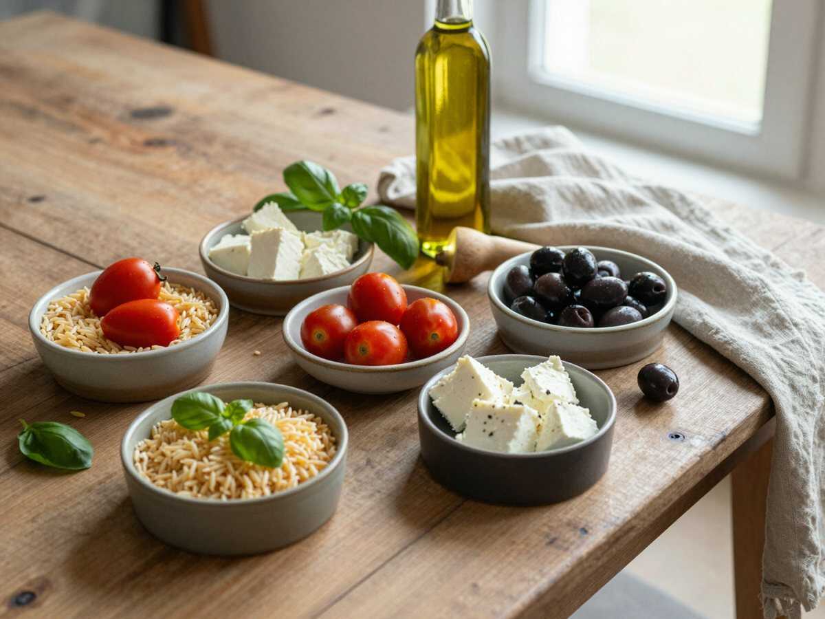 Gli ingredienti per Insalata di Orzo con Feta e Pomodorini