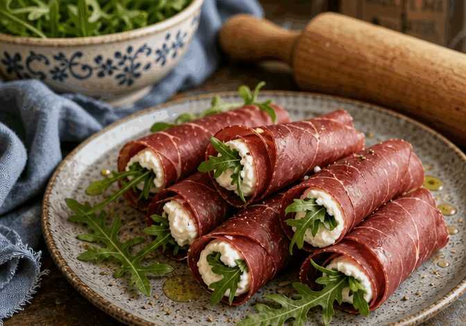 Involtini di bresaola con robiola e rucola, l’antipasto furbo per l’apericena con gli amici