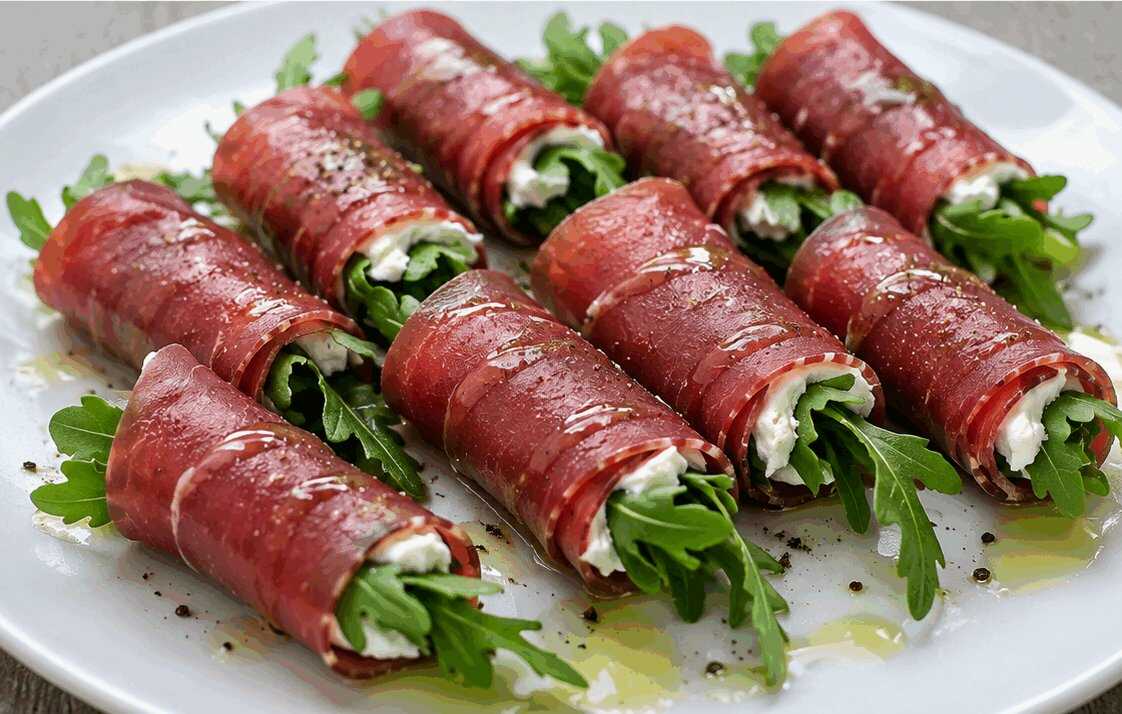 Involtini di Bresaola con Rucola e Philadelphia: la Ricetta Fresca e Raffinata Pronta in 10 Minuti