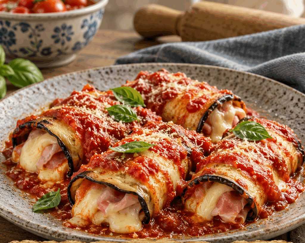 Involtini di melanzane con prosciutto e provola facilissimi anche per chi non sa cucinare