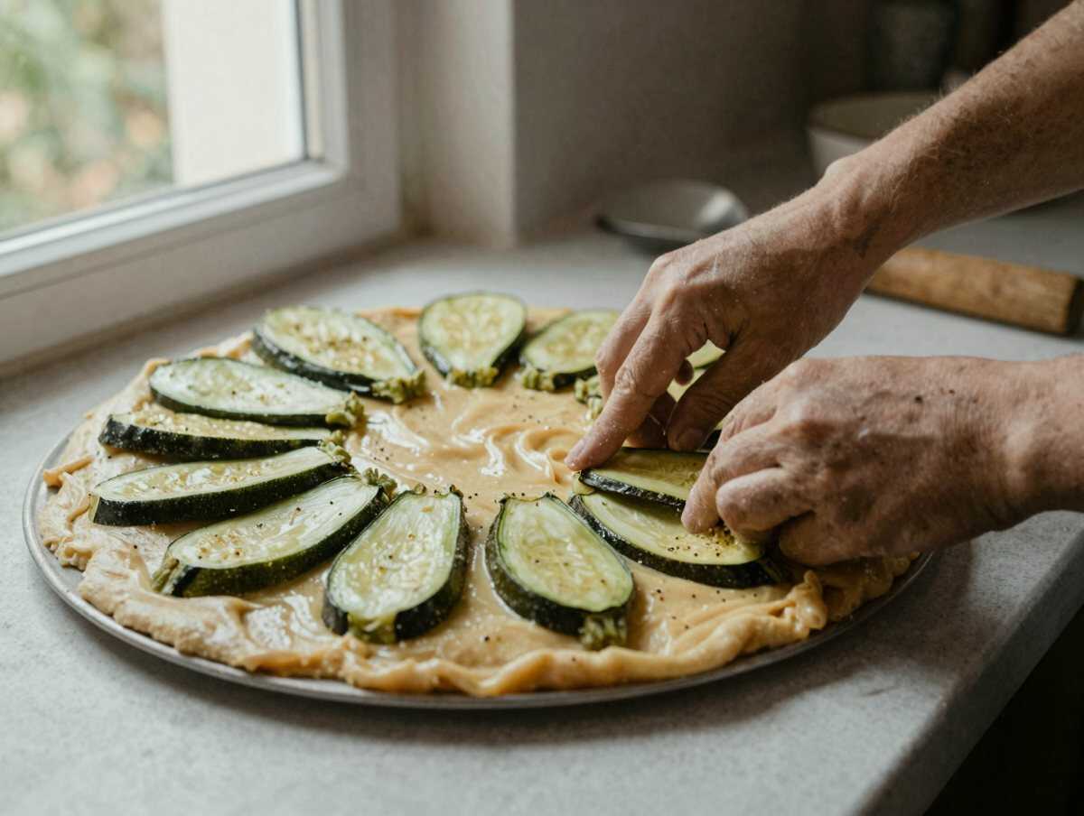 Rondelle di zucchina ripassate in padella pronte per essere unite al composto della ciambella salata