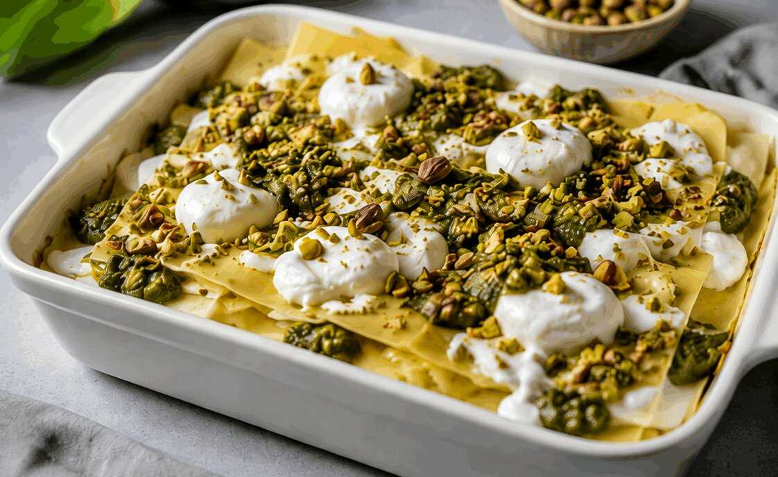 Lasagnette al Pesto di Pistacchi e Burrata: la Ricetta Raffinata e Filante che Conquista al Primo Assaggio