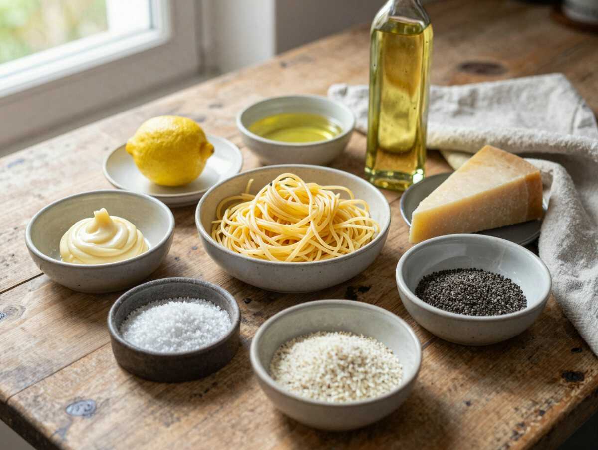 Gli ingredienti per Linguine al Limone Cremose Senza Burro