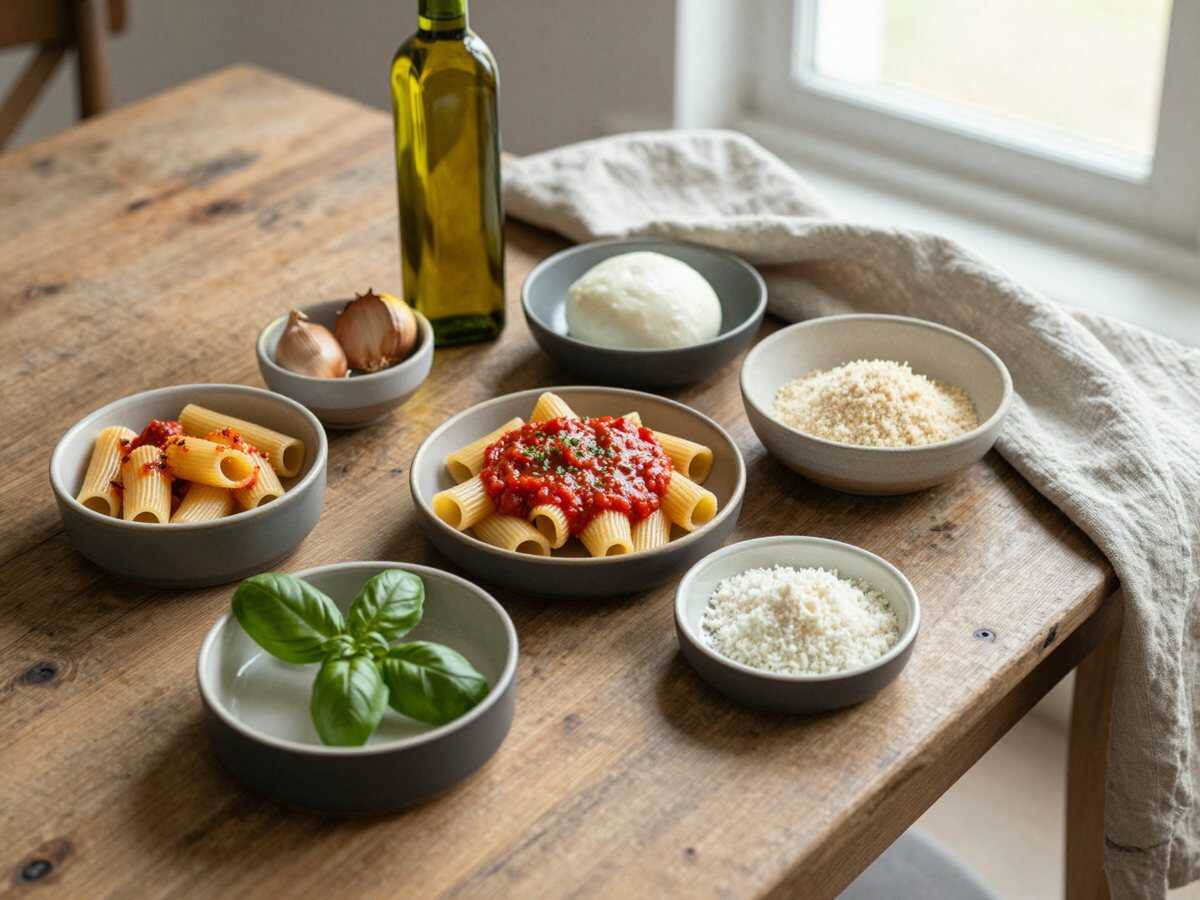 Gli ingredienti per Maccheroni al Pomodoro Gratinati al Forno