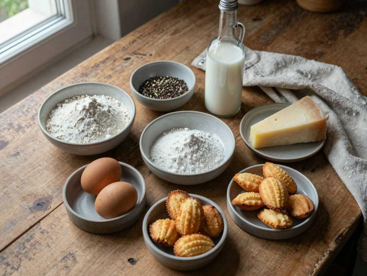 Gli ingredienti per Madeleine salate al parmigiano, il classico del buffet che funziona sempre